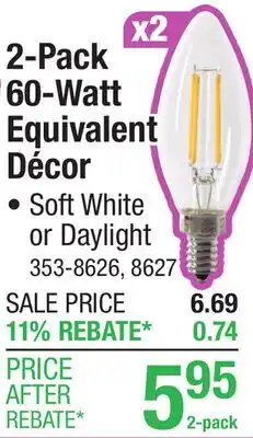 Menards 2-Pack 60-Watt Equivalent Décor offer
