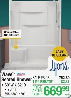 Menards Wave Seated Shower offer