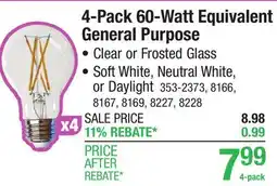 Menards 4-Pack 60-Watt Equivalent General Purpose offer