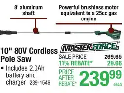 Menards 10 80V Cordless Pole Saw • Includes 2.0Ah battery and charger offer