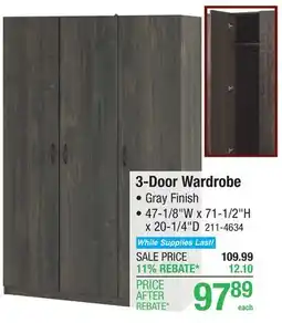 Menards 3-Door Wardrobe offer
