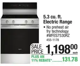 Menards 5.3 cu. ft. Electric Range • No preheat air fry technology offer