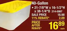 Menards 40-Gallon offer