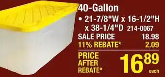 Menards 40-Gallon offer
