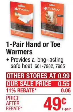 Menards 1-Pair Hand or Toe Warmers offer