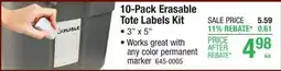Menards 10-Pack Erasable Tote Labels Kit, 3 x 5, Works great with any color permanent offer