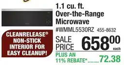 Menards Whirlpool 1.1 cu. ft. Over-the-Range Microwave offer