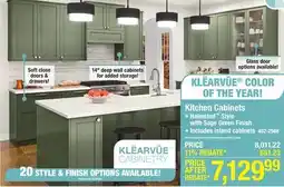 Menards Kitchen Cabinets Halmstad Style, with Sage Green Finish, Includes island cabinets offer