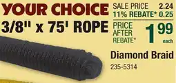 Menards 3/8 x 75' ROPE Diamond Braid offer