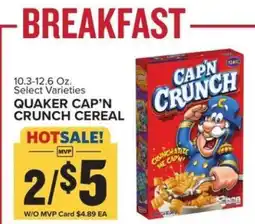 Food Lion Quaker Cap'n Crunch Cereal offer