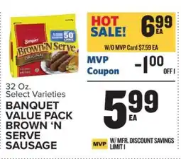 Food Lion Banquet Value Pack Brown ‘N Serve Sausage offer