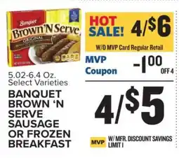 Food Lion BANQUET BROWN ‘N SERVE SAUSAGE OR FROZEN BREAKFAST offer