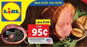 Lidl Single Glazed Spiral Ham offer