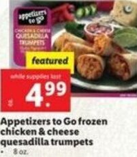 Lidl Appetizers To Go Frozen Chicken & Cheese Quesadilla Trumpets offer