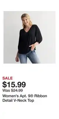 Kohl's Women's Apt. 9 Ribbon Detail V-Neck Top offer