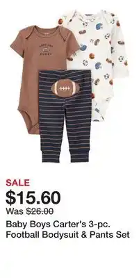 Kohl's Baby Boys Carter's 3-pc. Football Bodysuit & Pants Set offer