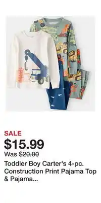 Kohl's Toddler Boy Carter's 4-pc. Construction Print Pajama Top & Pajama Bottoms Set offer
