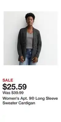 Kohl's Women's Apt. 9 Long Sleeve Sweater Cardigan offer