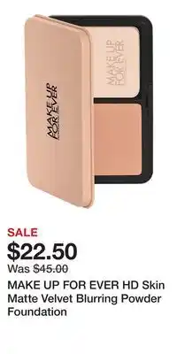 Kohl's MAKE UP FOR EVER HD Skin Matte Velvet Blurring Powder Foundation offer
