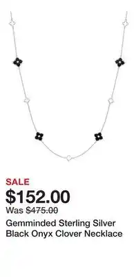 Kohl's Gemminded Sterling Silver Black Onyx Clover Necklace offer