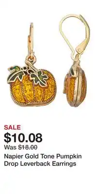 Kohl's Napier Gold Tone Pumpkin Drop Leverback Earrings offer