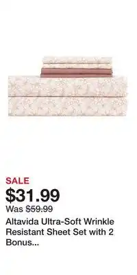 Kohl's Altavida Ultra-Soft Wrinkle Resistant Sheet Set with 2 Bonus Pillowcases offer