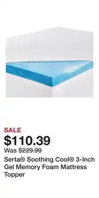 Kohl's Serta Soothing Cool 3-Inch Gel Memory Foam Mattress Topper offer