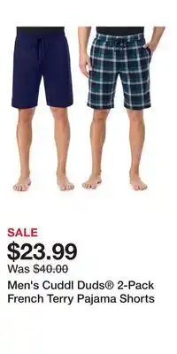 Kohl's Men's Cuddl Duds 2-Pack French Terry Pajama Shorts offer