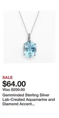Kohl's Gemminded Sterling Silver Lab-Created Aquamarine and Diamond Accent Oval Pendant offer