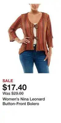 Kohl's Women's Nina Leonard Button-Front Bolero offer