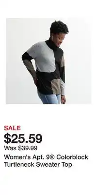 Kohl's Women's Apt. 9 Colorblock Turtleneck Sweater Top offer