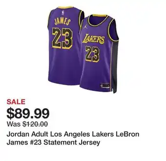 Dick's Sporting Goods Jordan Adult Los Angeles Lakers LeBron James #23 Statement Jersey offer