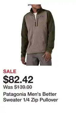 Dick's Sporting Goods Patagonia Men's Better Sweater 1/4 Zip Pullover offer