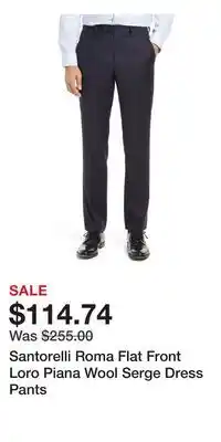 Nordstrom Santorelli Roma Flat Front Loro Piana Wool Serge Dress Pants offer