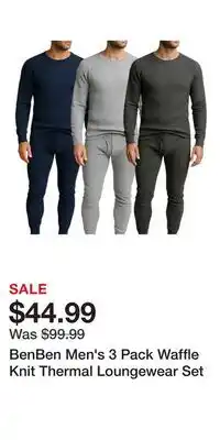 Nordstrom BenBen Men's 3 Pack Waffle Knit Thermal Loungewear Set offer