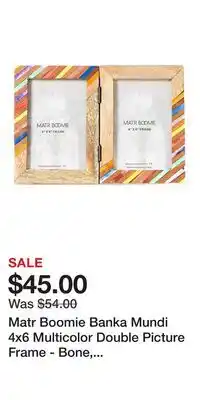 Nordstrom Matr Boomie Banka Mundi 4x6 Multicolor Double Picture Frame - Bone, Wood offer