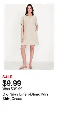 Old Navy Old Navy Linen-Blend Mini Shirt Dress offer
