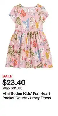 Nordstrom Mini Boden Kids' Fun Heart Pocket Cotton Jersey Dress offer