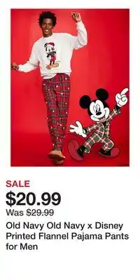 Old Navy Old Navy Old Navy x Disney Printed Flannel Pajama Pants for Men offer
