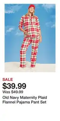 Old Navy Old Navy Maternity Plaid Flannel Pajama Pant Set offer