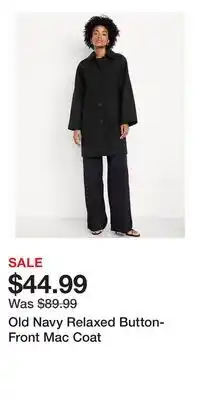 Old Navy Old Navy Relaxed Button-Front Mac Coat offer