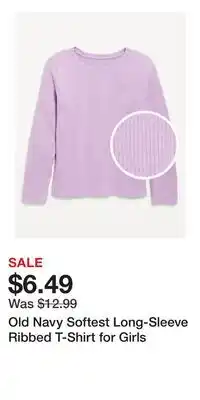 Old Navy Old Navy Softest Long-Sleeve Ribbed T-Shirt for Girls offer