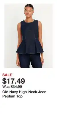 Old Navy Old Navy High-Neck Jean Peplum Top offer