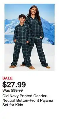 Old Navy Old Navy Printed Gender-Neutral Button-Front Pajama Set for Kids offer
