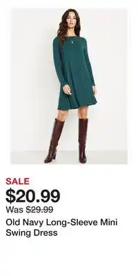 Old Navy Old Navy Long-Sleeve Mini Swing Dress offer