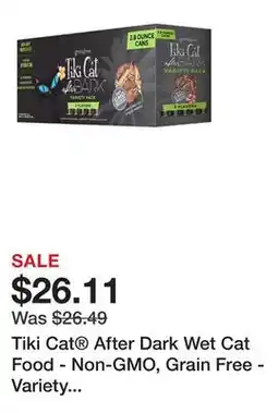 Petsmart Tiki Cat After Dark Wet Cat Food - Non-GMO, Grain Free - Variety Pack, 12 CT, 33.6 OZ offer