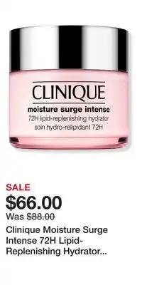 Ulta Beauty Clinique Moisture Surge Intense 72H Lipid-Replenishing Hydrator Moisturizer offer
