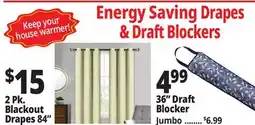 Ocean State Job Lot 2 PK. Blackout Drapes 84, 36 Draft Blocker offer