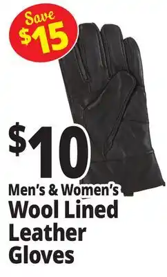 Ocean State Job Lot Men's & Women's Wool Lined Leather Gloves offer