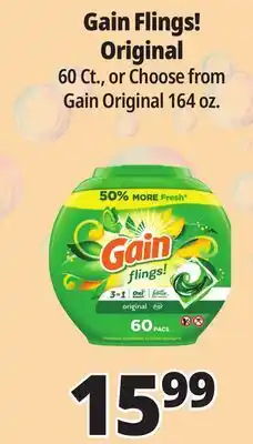 Ocean State Job Lot Gain Flings Oxi Boost and Febreze Original Scent Laundry Detergent Pacs 60 Count offer